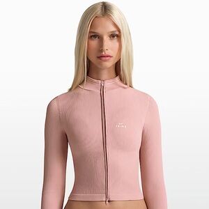 🔥NWT NikeSKIMS RIBBED SEAMLESS ZIP UP CROP JACKET HIMALAYAN/ECRU / S